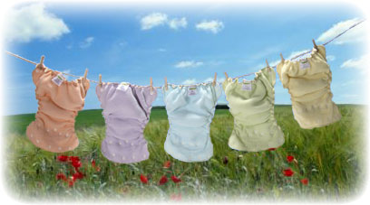 Cloth diapers on a clothsline 