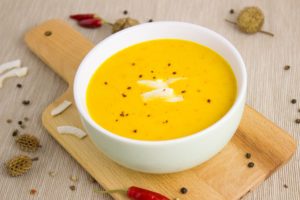 A bowl of pumpkin soup