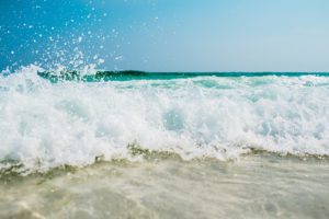 waves splashing on a beach
